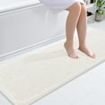 thumbnail image 1 of Buganda Bathroom Rugs 59x20, Quick Dry Machine Washable Chenille Bath Mats with Rubber Backing, Ivory, 1 of 9