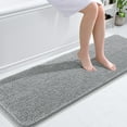 thumbnail image 1 of Buganda Bathroom Rugs 59x20, Quick Dry Machine Washable Chenille Bath Mats with Rubber Backing, Light Grey, 1 of 8