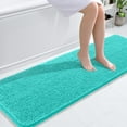 thumbnail image 1 of Buganda Bathroom Rugs 59x20, Quick Dry Machine Washable Chenille Bath Mats with Rubber Backing, Teal, 1 of 9