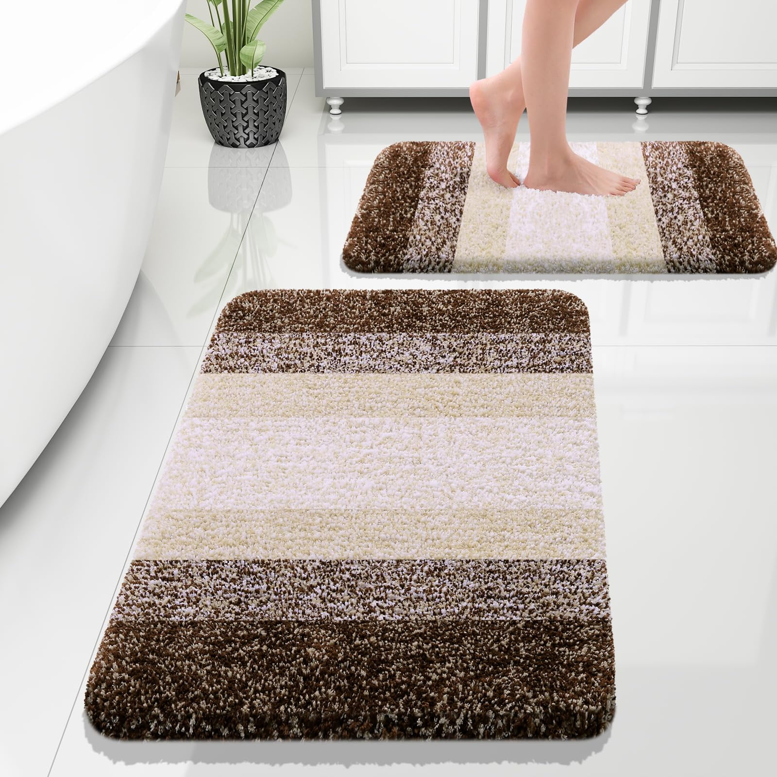 Buganda Bathroom Rugs Sets 2 Pieces, Soft Absorbent Microfiber Bath ...