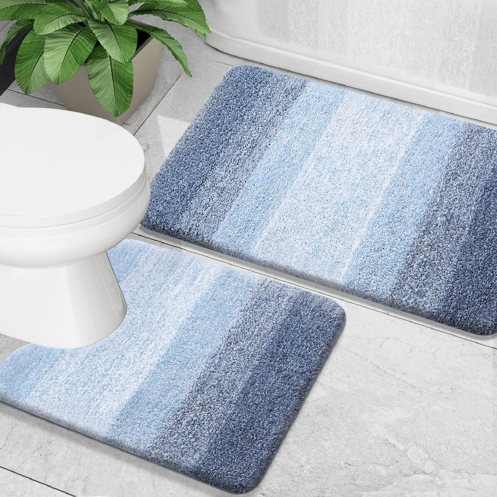 Buganda Bathroom Rugs Sets 2 Pieces, Soft Absorbent Microfiber Bath Mat ...