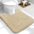 thumbnail image 1 of Buganda Toilet Rugs U-Shaped 24x20, Quick Dry Machine Washable Chenille Bath Mats with Rubber Backing, Beige, 1 of 9