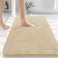 thumbnail image 1 of Buganda Bathroom Rugs 36x24, Quick Dry Machine Washable Chenille Bath Mats with Rubber Backing, Beige, 1 of 9