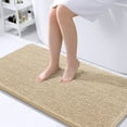 thumbnail image 1 of Buganda Bathroom Rugs 44x24, Quick Dry Machine Washable Chenille Bath Mats with Rubber Backing, Beige, 1 of 9