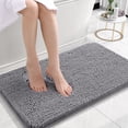 thumbnail image 1 of Buganda Bathroom Rugs 24x16, Quick Dry Machine Washable Chenille Bath Mats with Rubber Backing, Grey, 1 of 9