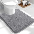 thumbnail image 1 of Buganda Toilet Rugs U-Shaped 24x20, Quick Dry Machine Washable Chenille Bath Mats with Rubber Backing, Grey, 1 of 9