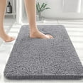 thumbnail image 1 of Buganda Bathroom Rugs 30x20, Quick Dry Machine Washable Chenille Bath Mats with Rubber Backing, Grey, 1 of 9