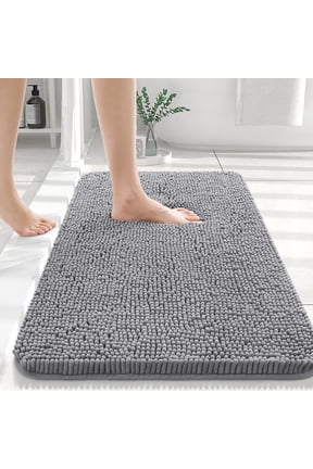 Bathroom Rugs 30x20, Quick Dry Machine Washable Chenille Bath Mats with Rubber Backing, Grey