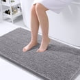 thumbnail image 1 of Buganda Bathroom Rugs 44x24, Quick Dry Machine Washable Chenille Bath Mats with Rubber Backing, Grey, 1 of 9