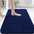 thumbnail image 1 of Buganda Bathroom Rugs 36x24, Quick Dry Machine Washable Chenille Bath Mats with Rubber Backing, Navy Blue, 1 of 9