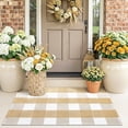 thumbnail image 1 of Buganda Buffalo Plaid Area Rug, Beige and White 2'X3' Washable Cotton Carpet, Indoor Outdoor Rugs for Living Room, Kitchen, Patio, All Season Home Decor, 1 of 8