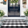 thumbnail image 1 of Buganda Buffalo Plaid Area Rug, Black and White 2'4"x3'7" Washable Cotton Carpet, Indoor Outdoor Rugs for Living Room, Kitchen, Patio, All Season Home Decor, 1 of 9