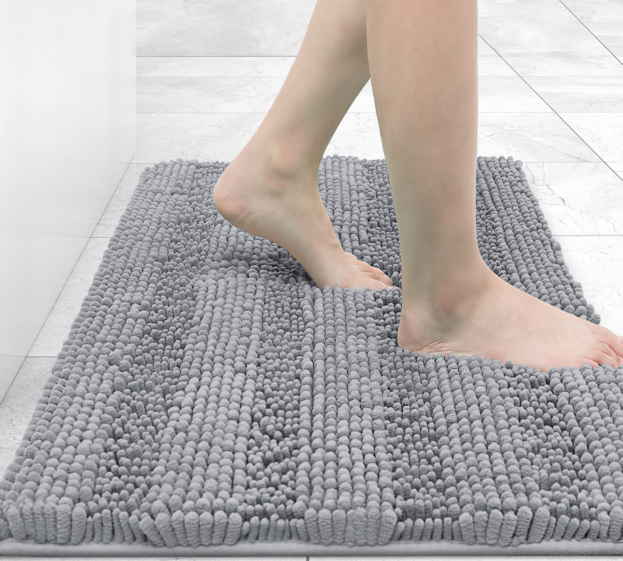 Slip-Resistant Washable Striped Large Shaggy Bath Mat Extra Soft and ...