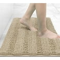 thumbnail image 1 of Buganda Chenille Striped Bathroom Rugs, Extra Soft and Absorbent Bath Mats, Anti-Slip Shaggy Bath Carpets, 20x30, Beige, 1 of 7