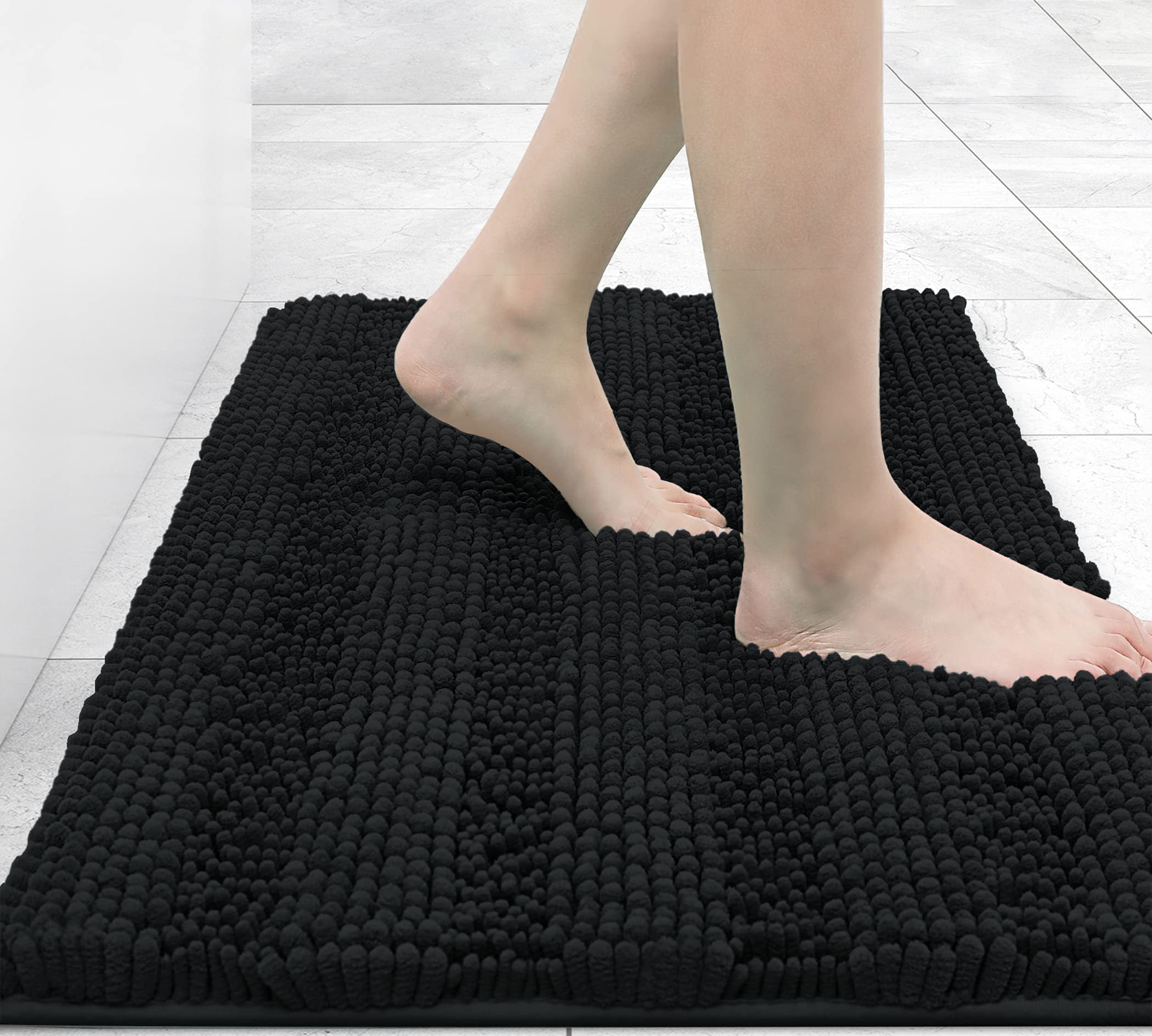 Buganda Chenille Striped Bathroom Rugs, Extra Soft and Absorbent Bath ...