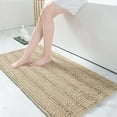 thumbnail image 1 of Buganda Chenille Striped Bathroom Rugs, Extra Soft and Absorbent Bath Mats, Anti-Slip Shaggy Bath Carpets, 24x47, Beige, 1 of 7