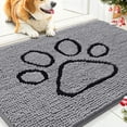 thumbnail image 1 of Buganda Dog Door Mats for Muddy Paws, Washable Dirt Trapper Front Door Rugs, Non-Slip Absorbent Chenille Indoor Doormats(30"x20", Grey), 1 of 9