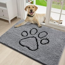 Buganda Dog Door Mats for Muddy Paws, Washable Dirt Trapper Front Door Rugs, Non-Slip Absorbent Chenille Indoor Doormats(30"x20", Grey)