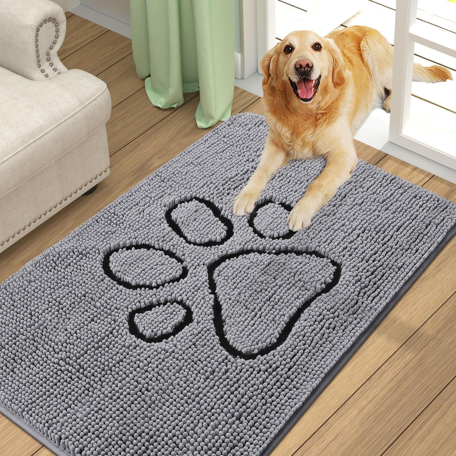 Buganda Dog Door Mats for Muddy Paws, Washable Dirt Trapper Front Door