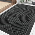 thumbnail image 1 of Buganda Door Mat Outside, Non Slip Rubber Doormat, Low Profile Dirt Trapper Welcome Mat, Heavy Duty Entrance Mat, 29.5"x17", Black, 1 of 7