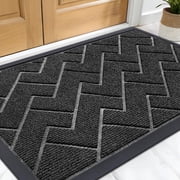 Buganda Door Mat Outside, Waterproof Low Profile Welcome Mat, Heavy Duty Rubber Doormats for Outside Entry 29.5x17, Black