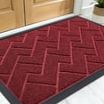 thumbnail image 1 of Buganda Door Mat Outside, Waterproof Low Profile Welcome Mat, Heavy Duty Rubber Doormats for Outside Entry 29.5x17, Wine Red, 1 of 8