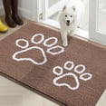 thumbnail image 1 of Buganda Door Mat for Inside, Absorbent Low Profile Doormat, Dirt Trapper for Outside Entry, Non Slip Rug with Dog Paws Prints, 16"x24", brown, 1 of 8