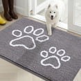 thumbnail image 1 of Buganda Door Mat for Inside, Absorbent Low Profile Doormat, Dirt Trapper for Outside Entry, Non Slip Rug with Dog Paws Prints, 20"x32", Grey, 1 of 8