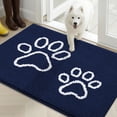 thumbnail image 1 of Buganda Door Mat for Inside, Absorbent Low Profile Doormat, Dirt Trapper for Outside Entry, Non Slip Rug with Dog Paws Prints, 20"x32", Navy Blue, 1 of 8