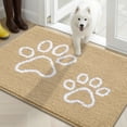 thumbnail image 1 of Buganda Door Mat for Inside, Absorbent Low Profile Doormat, Dirt Trapper for Outside Entry, Non Slip Rug with Dog Paws Prints, 32"x47", Beige, 1 of 8