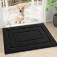 thumbnail image 1 of Buganda Door Mat for Inside, Absorbs Moisture and Low Profile Doormat Outdoor, Dirt Trapper Rugs for Entryway, 16"x24", Black, 1 of 8