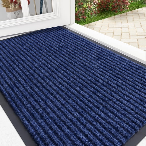 Buganda Door Mats for Inside, Heavy Duty Low Profile Entrance Mat, Suitable for High Traffic Areas, 17x29.5, Blue
