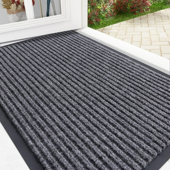 Buganda Door Mats for Inside, Heavy Duty Low Profile Entrance Mat, Suitable for High Traffic Areas, 17x29.5, Grey