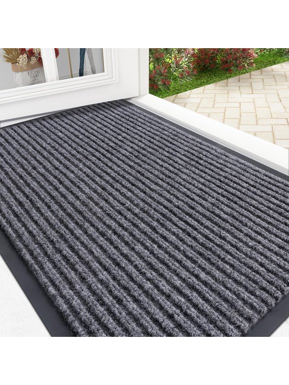 Door Mats for Inside, Heavy Duty Low Profile Entrance Mat, Suitable for High Traffic Areas, 17x29.5, Grey