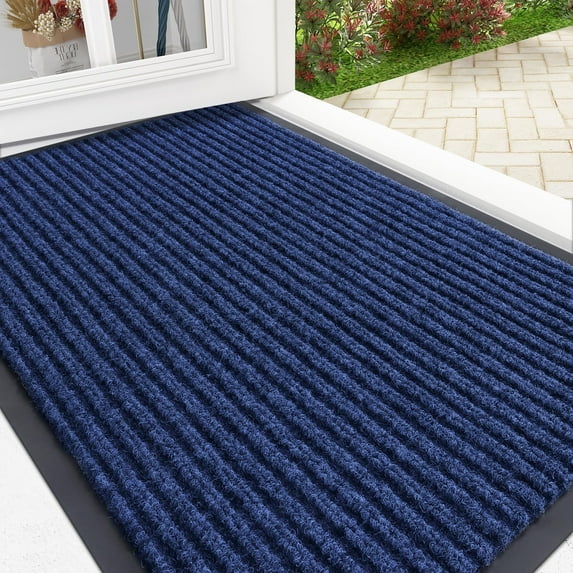 Buganda Door Mats for Inside, Heavy Duty Low Profile Entrance Mat, Suitable for High Traffic Areas, 24x36, Blue