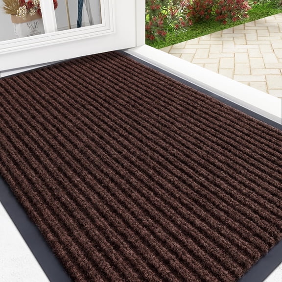 Buganda Door Mats for Inside, Heavy Duty Low Profile Entrance Mat, Suitable for High Traffic Areas, 24x36, Brown