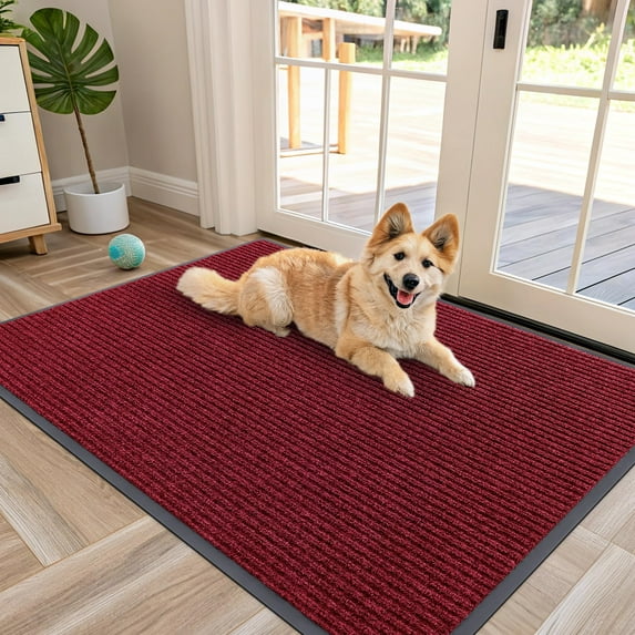 Buganda Door Mats for Inside, Heavy Duty Low Profile Entrance Mat, Suitable for High Traffic Areas, 32x47, Wine Red