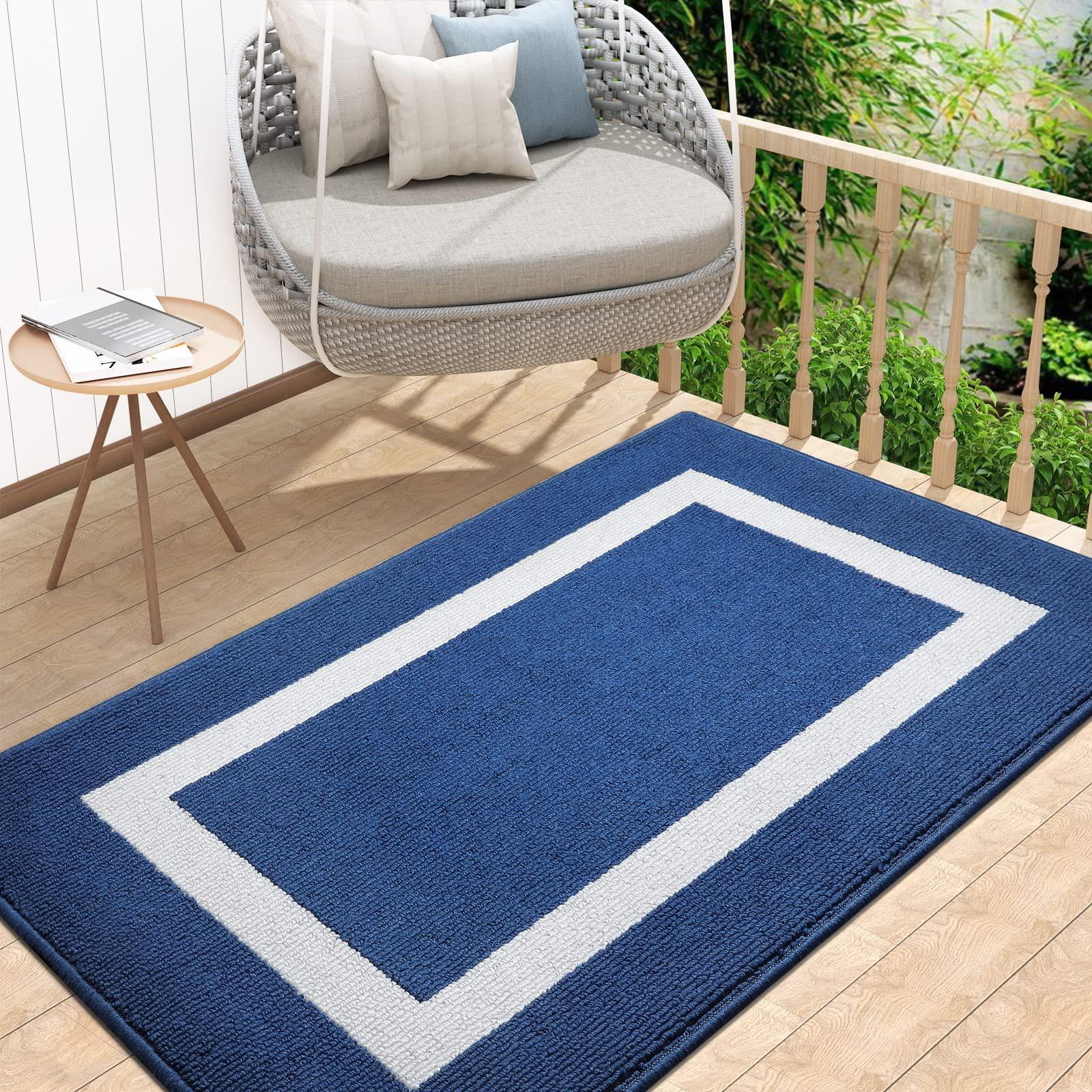 Buganda Extra Large Indoor Door Mat, 32"x 40", Non Slip Low-Profile Entrance Rug Front Inside Doormats Dirt Trapper Entry Door Rugs for Entryway, Navy Blue