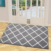 Buganda Extra Large Indoor Door Mat, 32x 48, Non Slip Low-Profile Entrance Rug Front Inside Doormats Dirt Trapper Entry Door Rugs for Entryway, Grey