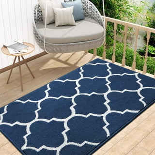 DEXI Front Door Mat, Non-Slip Absorbent Resist Dirt Entrance Doormat,  Washable Low-Profile Inside Entry Mat for Entryway, 20x32, Blue Wave