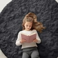 thumbnail image 1 of Buganda Fluffy Area Rugs, Round Area Rug for Living Room, Soft Decorative Carpet for Indoor Home, 5'x5', Black, 1 of 7