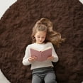 thumbnail image 1 of Buganda Fluffy Area Rugs, Round Area Rug for Living Room, Soft Decorative Carpet for Indoor Home, 5'x5', Coffee, 1 of 7