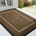 thumbnail image 1 of Buganda Front Door Mat, Heavy Duty Rubber Door Mat Outside, Low Profile Dirt Trapper Welcome Mat, Waterproof Easy to Clean Doormat, Brown, 47"x32", 1 of 7
