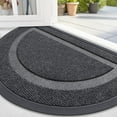 thumbnail image 1 of Buganda Half Round Door Mat, Heavy Duty Rubber Entrance Mat, Low Profile Dirt Trapper Doormat Outside, 36" x 24", Grey, 1 of 7