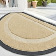 thumbnail image 1 of Buganda Half Round Door Mat, Heavy Duty Rubber Entrance Mat, Low Profile Dirt Trapper Doormat Outside, 47" x 32", beige, 1 of 7