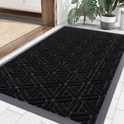 Buganda Heavy Duty Door mat, 17"x29.5" Low Profile Rubber Doormat, Non-Slip Outdoor & Indoor Entrance Rug, All-Weather Dirt Trapper, Black