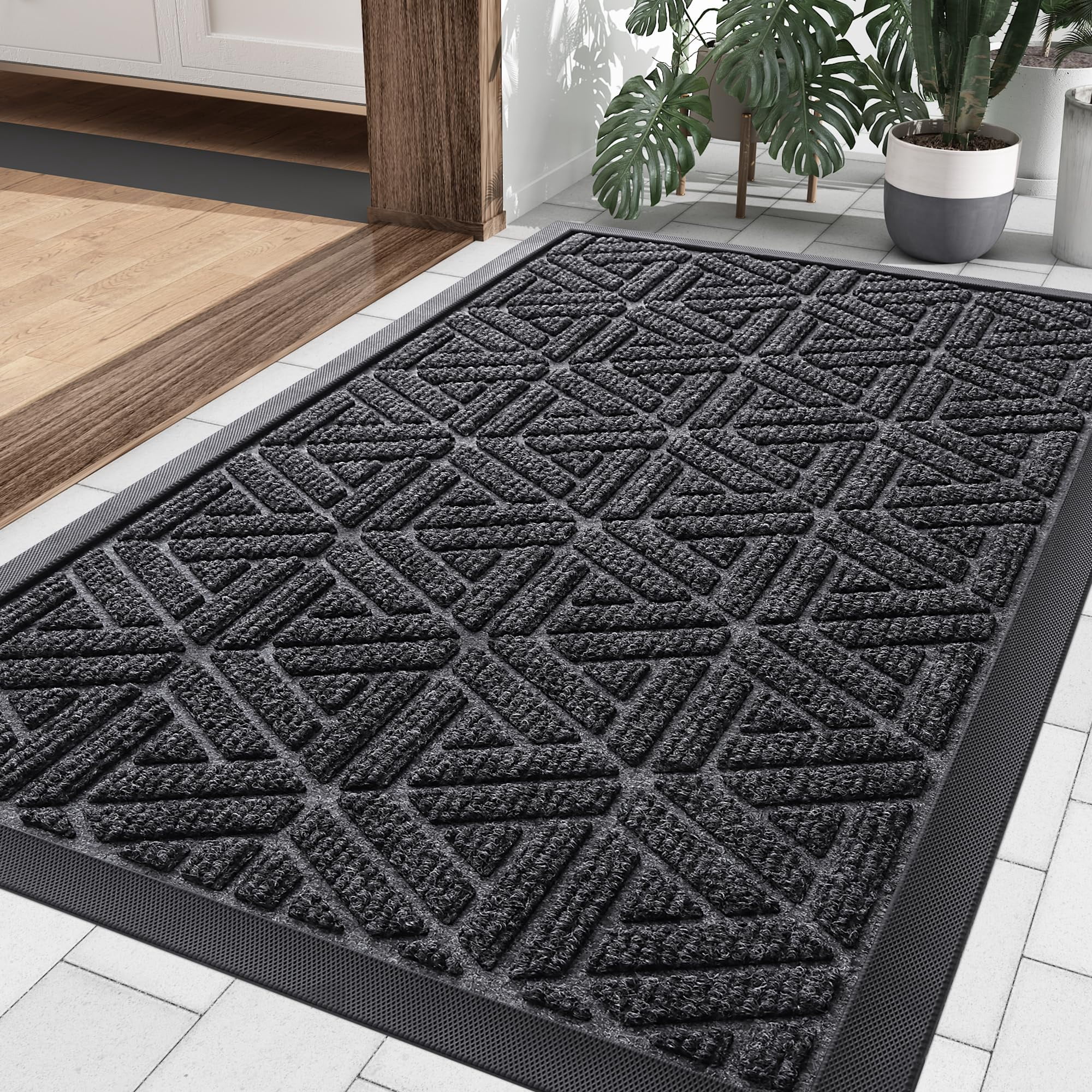 Buganda Heavy Duty Door mat, 24"x36" Low Profile Rubber Doormat, Non