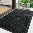 thumbnail image 1 of Buganda Heavy Duty Rubber Door Mat for Outside Entry, 17" x 29.5" Non-Slip Waterproof Doormat for Inside, Low Profile Dirt Trapper Doormat, Black, 1 of 10