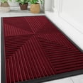 thumbnail image 1 of Buganda Heavy Duty Rubber Door Mat for Outside Entry, 24" x 36" Non-Slip Waterproof Doormat for Inside, Low Profile Dirt Trapper Doormat, Burgundy, 1 of 10