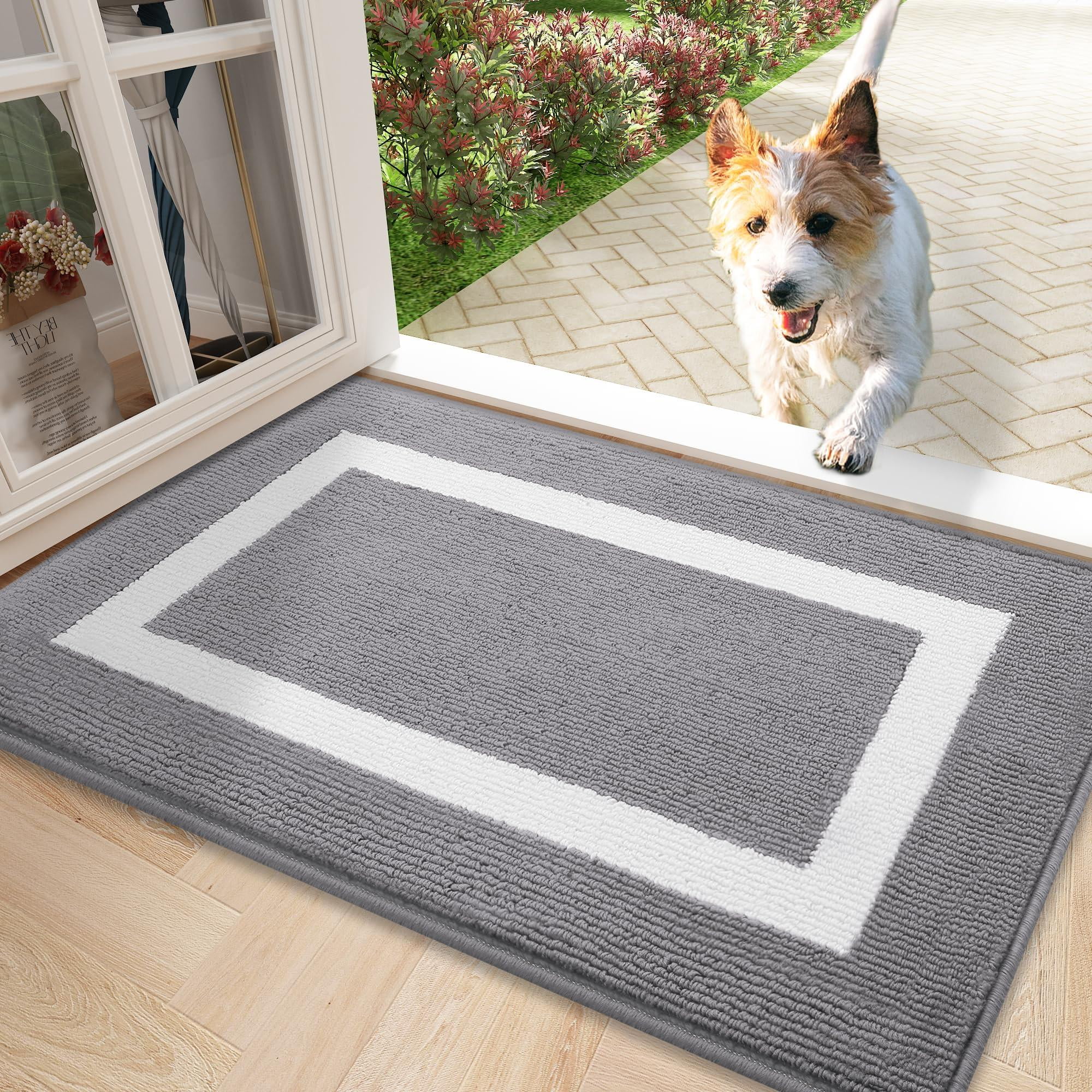 Buganda Indoor Door Mat, 17"x 30", Non Slip LowProfile Entrance Rug